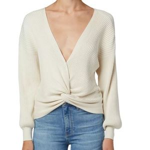 HUDSON V-Neck Plunging V-Neck Twist Front Sweater